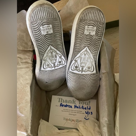 GUCCI LADIES ACE GG SUPREME WEB DETAIL BERRY-PRINT SNEAKERS SHOES - Picture 4 of 7